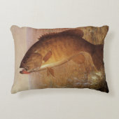 ヴィンテージスポーツ魚釣りラージムウスブラウンバスフィッシュ アクセントクッション (正面)
