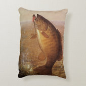 ヴィンテージスポーツ魚釣りラージムウスブラウンバスフィッシュ アクセントクッション (裏面(縦))