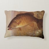 ヴィンテージスポーツ魚釣りラージムウスブラウンバスフィッシュ アクセントクッション (裏面)