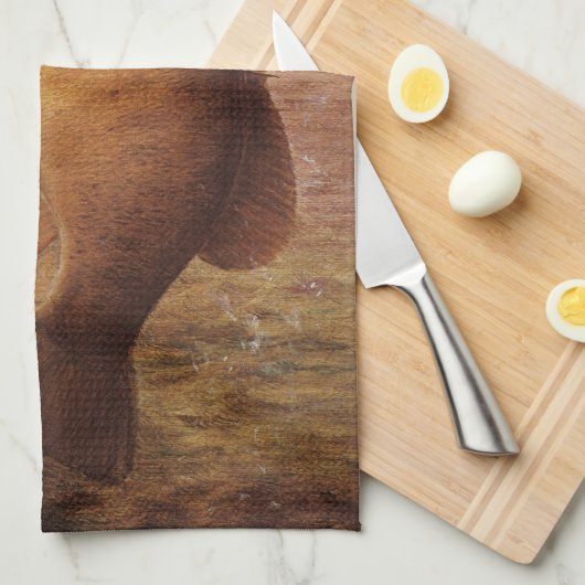 ヴィンテージスポーツ魚釣りラージムウスブラウンバスフィッシュ キッチンタオル (四つ折り)