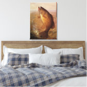 ヴィンテージスポーツ魚釣りラージムウスブラウンバスフィッシュ キャンバスプリント (インサイチュ (寝室))