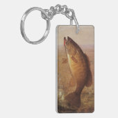 ヴィンテージスポーツ魚釣りラージムウスブラウンバスフィッシュ キーホルダー (正面左)