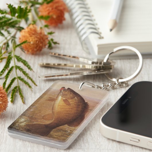 ヴィンテージスポーツ魚釣りラージムウスブラウンバスフィッシュ キーホルダー (正面右)