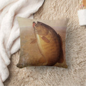 ヴィンテージスポーツ魚釣りラージムウスブラウンバスフィッシュ クッション (ブランケット)