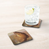 ヴィンテージスポーツ魚釣りラージムウスブラウンバスフィッシュ コースター (右側)