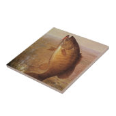 ヴィンテージスポーツ魚釣りラージムウスブラウンバスフィッシュ タイル (側面)