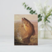 ヴィンテージスポーツ魚釣りラージムウスブラウンバスフィッシュ ポストカード (スタンド正面)