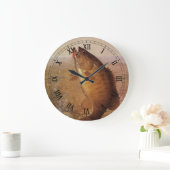 ヴィンテージスポーツ魚釣りラージムウスブラウンバスフィッシュ ラージ壁時計 (ホーム)