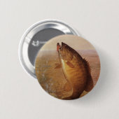 ヴィンテージスポーツ魚釣りラージムウスブラウンバスフィッシュ 缶バッジ (正面&裏面)