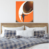 ヴィンテージスポーツ，サッカー選手がボールを蹴る キャンバスプリント (インサイチュ (寝室))