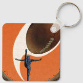 ヴィンテージスポーツ，サッカー選手がボールを蹴る キーホルダー (裏面)