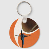 ヴィンテージスポーツ,サッカー選手がボールを蹴る キーホルダー (正面)