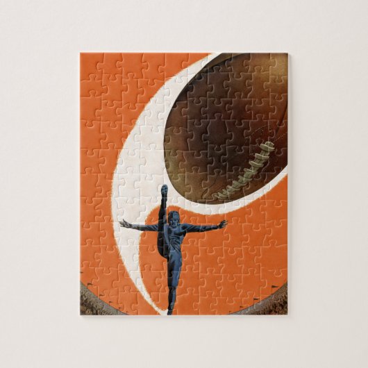 ヴィンテージスポーツ，サッカー選手がボールを蹴る ジグソーパズル (縦)