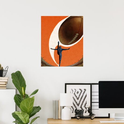 ヴィンテージスポーツ，サッカー選手がボールを蹴る ポスター (ホームオフィス)