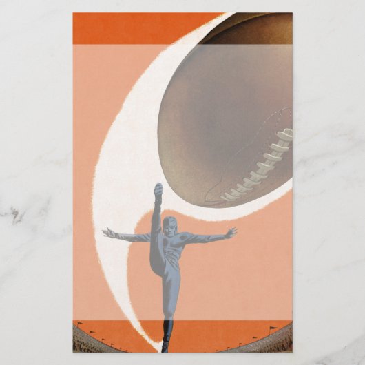 ヴィンテージスポーツ，サッカー選手がボールを蹴る 便箋 (正面)