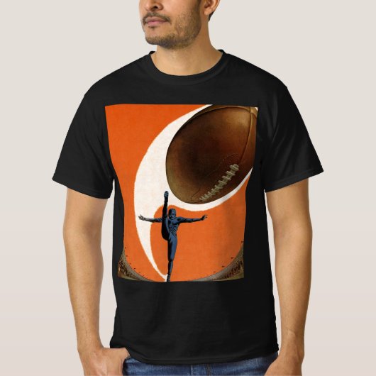 ヴィンテージスポーツ，サッカー選手がボールを蹴る Tシャツ (正面)