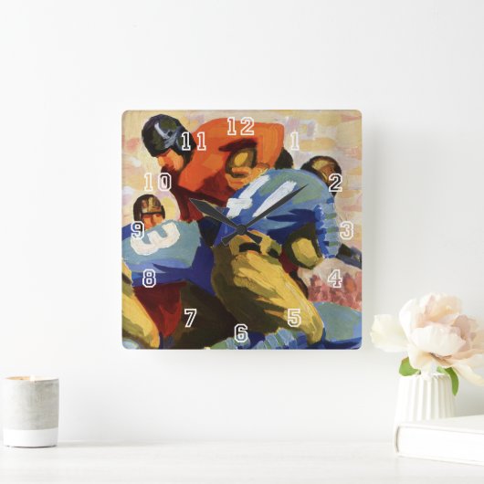ヴィンテージスポーツ,サッカー選手 スクエア壁時計 (ホーム)