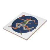 ヴィンテージスポーツ，テニス選手がラケットでクラッシュ タイル (側面)