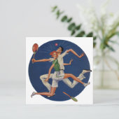 ヴィンテージスポーツ,テニス選手がラケットでクラッシュ 招待状 (スタンド正面)