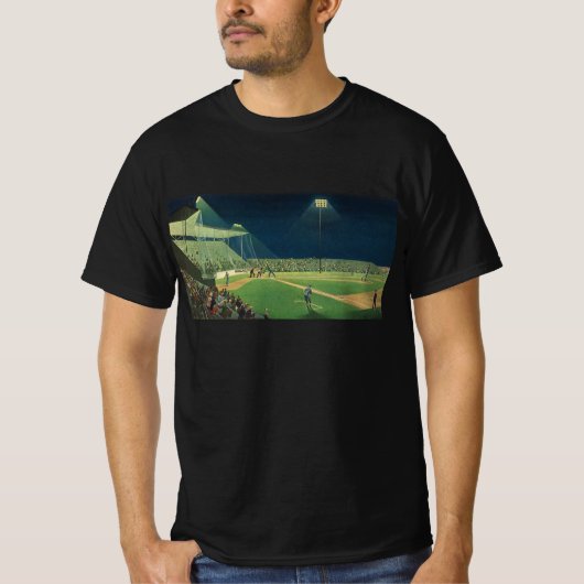 ヴィンテージスポーツ，夜の野球ゲーム Tシャツ (正面)
