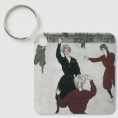 ヴィンテージスポーツ，女子バスケットボールの試合出場 キーホルダー (正面)