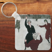 ヴィンテージスポーツ，女子バスケットボールの試合出場 キーホルダー (正面)