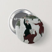 ヴィンテージスポーツ，女子バスケットボールの試合出場 缶バッジ (正面&裏面)