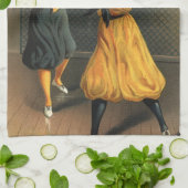 ヴィンテージスポーツ，女子バスケットボールチーム キッチンタオル (折り畳み)