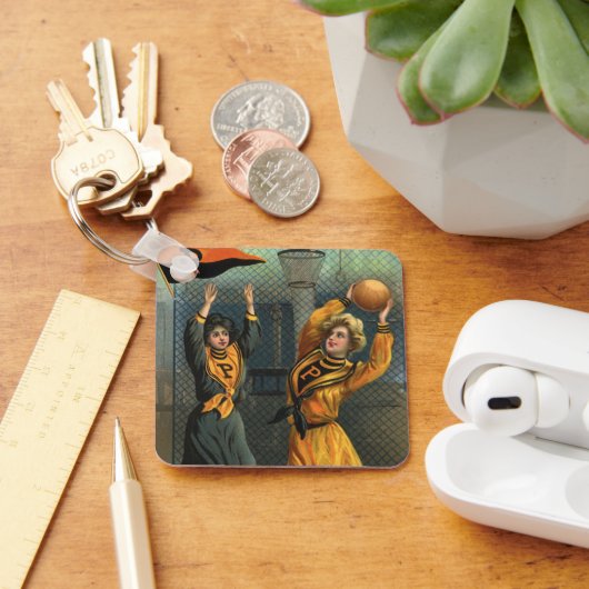 ヴィンテージスポーツ，女子バスケットボールチーム キーホルダー (デスク)