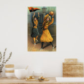 ヴィンテージスポーツ，女子バスケットボールチーム ポスター (キッチン)