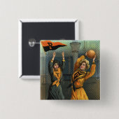 ヴィンテージスポーツ，女子バスケットボールチーム 缶バッジ (正面&裏面)