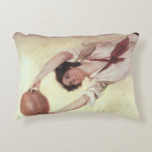 ヴィンテージスポーツ，女子バスケットボール選手（ボール付き） アクセントクッション (正面)