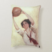 ヴィンテージスポーツ，女子バスケットボール選手（ボール付き） アクセントクッション (裏面(縦))