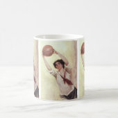 ヴィンテージスポーツ，女子バスケットボール選手（ボール付き） コーヒーマグカップ (中央)