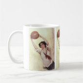 ヴィンテージスポーツ，女子バスケットボール選手（ボール付き） コーヒーマグカップ (左)