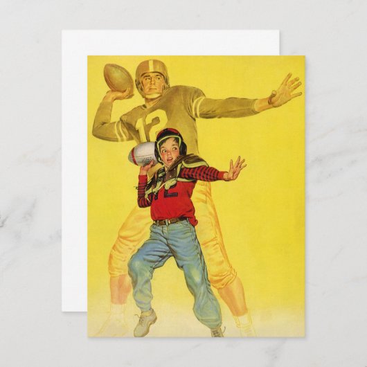 ヴィンテージスポーツ，将来のサッカークォーターバックとしての少年 (正面/裏面)