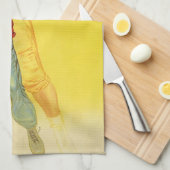 ヴィンテージスポーツ，将来のサッカークォーターバックとしての少年 キッチンタオル (四つ折り)