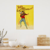 ヴィンテージスポーツ，将来のサッカークォーターバックとしての少年 ポスター (キッチン)