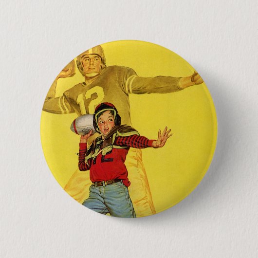 ヴィンテージスポーツ,将来のサッカークォーターバックとしての少年 缶バッジ (正面)