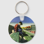 ヴィンテージスポーツ，悲しいサッカーファンとメガホン キーホルダー (正面)