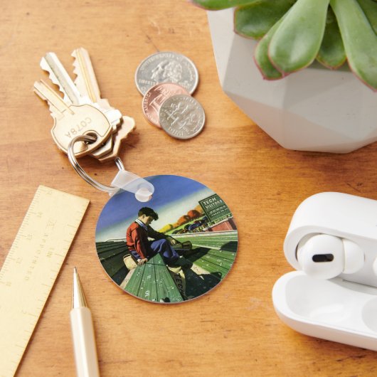 ヴィンテージスポーツ，悲しいサッカーファンとメガホン キーホルダー (デスク)