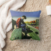 ヴィンテージスポーツ，悲しいサッカーファンとメガホン クッション (ブランケット)