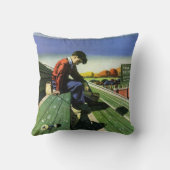 ヴィンテージスポーツ，悲しいサッカーファンとメガホン クッション (裏面)