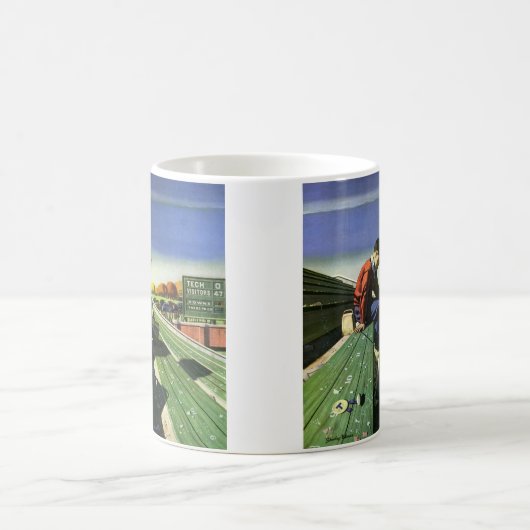 ヴィンテージスポーツ，悲しいサッカーファンとメガホン コーヒーマグカップ (中央)