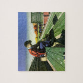 ヴィンテージスポーツ，悲しいサッカーファンとメガホン ジグソーパズル (縦)