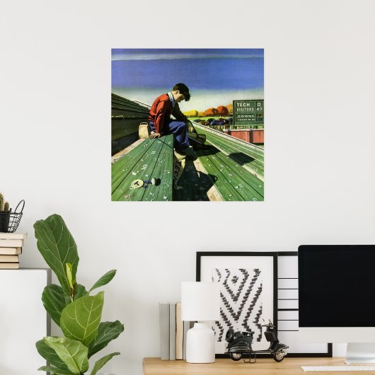 ヴィンテージスポーツ，悲しいサッカーファンとメガホン ポスター (ホームオフィス)