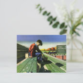 ヴィンテージスポーツ，悲しいサッカーファンとメガホン ポストカード (スタンド正面)