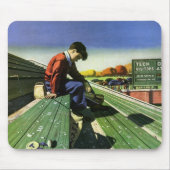 ヴィンテージスポーツ，悲しいサッカーファンとメガホン マウスパッド (正面)