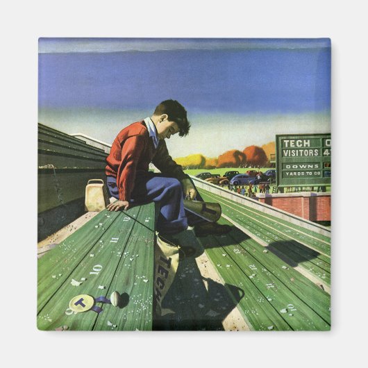 ヴィンテージスポーツ，悲しいサッカーファンとメガホン マグネット (正面)