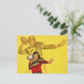 ヴィンテージスポーツ、未来のサッカークォーターバックとしての少年 ポストカード (スタンド正面)